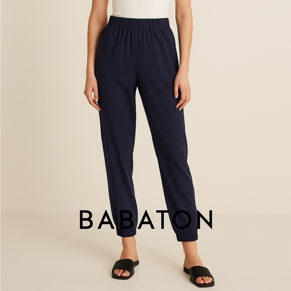 Babaton Deep Blue Gathered Waist Pants